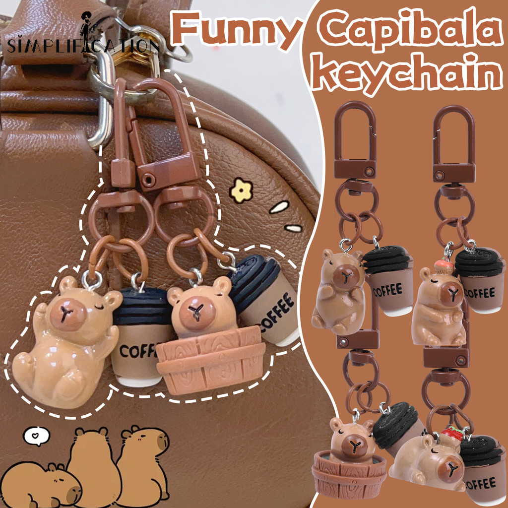 เสื้อผ้าหลากสี Capybara Serise Key Chains - น่ารักการ์ตูน Capibara สัตว์พวงกุญแจ - Kawaii กระเป๋าเป้สะพายหลัง Charms ตกแต่งคู่ของขวัญ