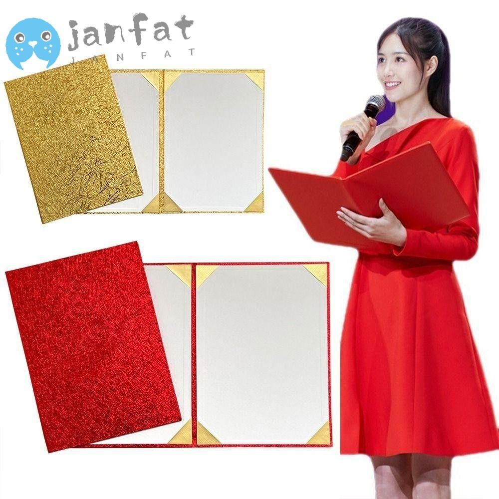 【 เวลาจำกัดราคาต่ำ】Janfat 1 ชิ้นฝาครอบใบรับรอง,พื้นผิวตุ๊กตา Thicken A3 A4 กระดาษปกแข็ง, หนัง PU สีทองแฟ้มสีแดงหน้าโฟลเดอร์ลงนามสัญญา