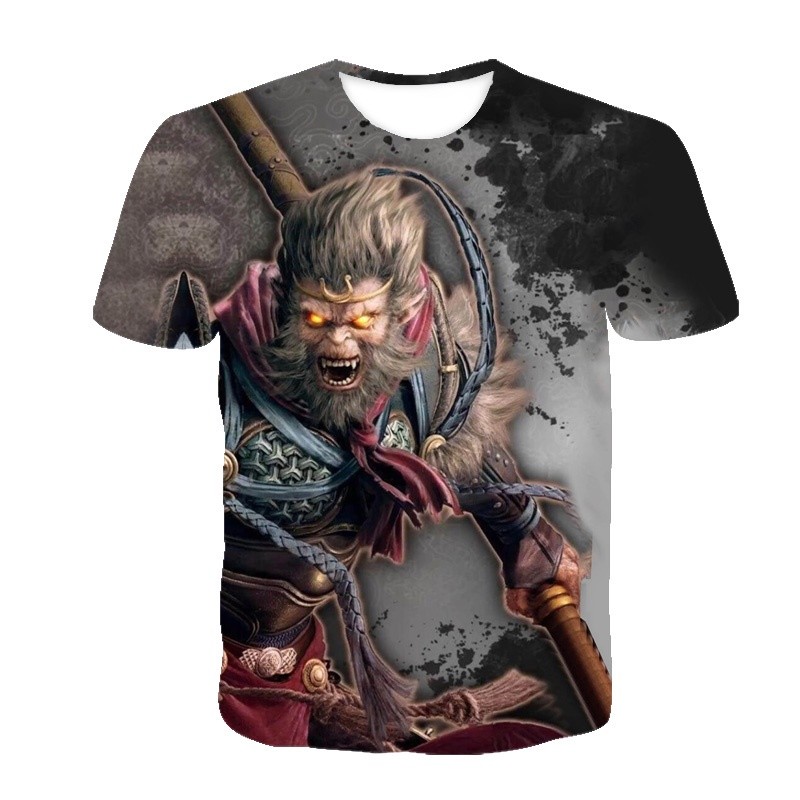 ฤดูร้อนผู้ชายลําลองหลวม Goku เสื้อยืดแขนสั้นใหม่ยอดนิยม 3D การพิมพ์ Westward Journey Hero กลับเสื้อยืด