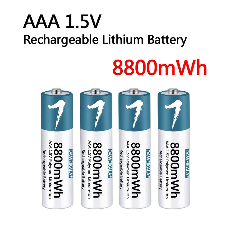 AAA Battery 1.5V Rechargeable Polymer Lithium-ion Battery 8800mWh AAA  Battery for remote control mo