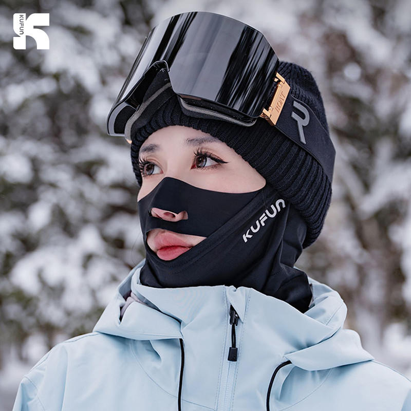 Kufun หน้ากากหมวกป้องกันใบหน้าสกีสําหรับผู้หญิงหน้ากากกันลมแห้งเร็วสําหรับผู้ชายอุปกรณ์สโนว์บอร์ด