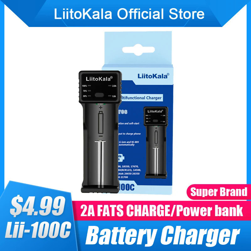 LiitoKala Lii-100C 21700 Battery Charger For 18650 18350 26650 16340 RCR123 14500 3.7V 1.2V Ni-MH Ni