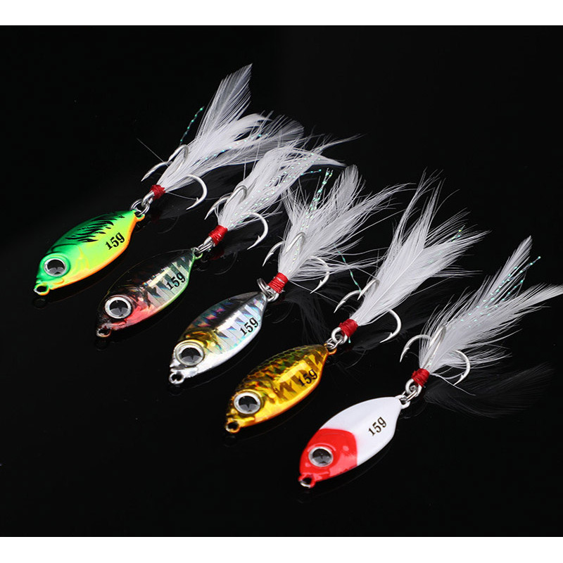 Outkit ตกปลาโลหะล่อ Jig 10g15g20g Jigs ยาวหล่อตกปลาช้อนเหยื่อ Sinking Lure Jigging Vibe ใบมีดสําหรับ Pike Bass - รูปที่ 3