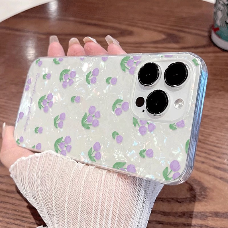 เคสไอโฟน13 For IPHONE 11 12 14 15 16 Pro max 14 15 16 Plus X XR XSMAX 7PLUS เคสโทรศัพท์หรูหราโฮโลแกรมสายรุ้งดอกไม้สีม่วง ราคา ถูกที่สุด ดีลบีเคเค แกลเลอรีภาพที่ 5