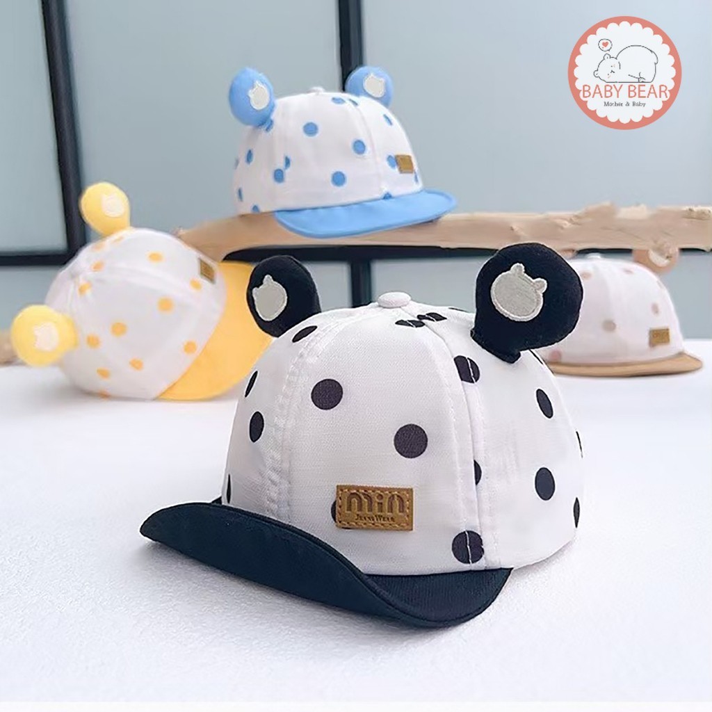 หมวกเด็กกันแดดหูหมีน่ารัก ใส่สบายสำหรับเด็ก 6 เดือน - 2 ปี ปกป้องผิวลูกน้อย