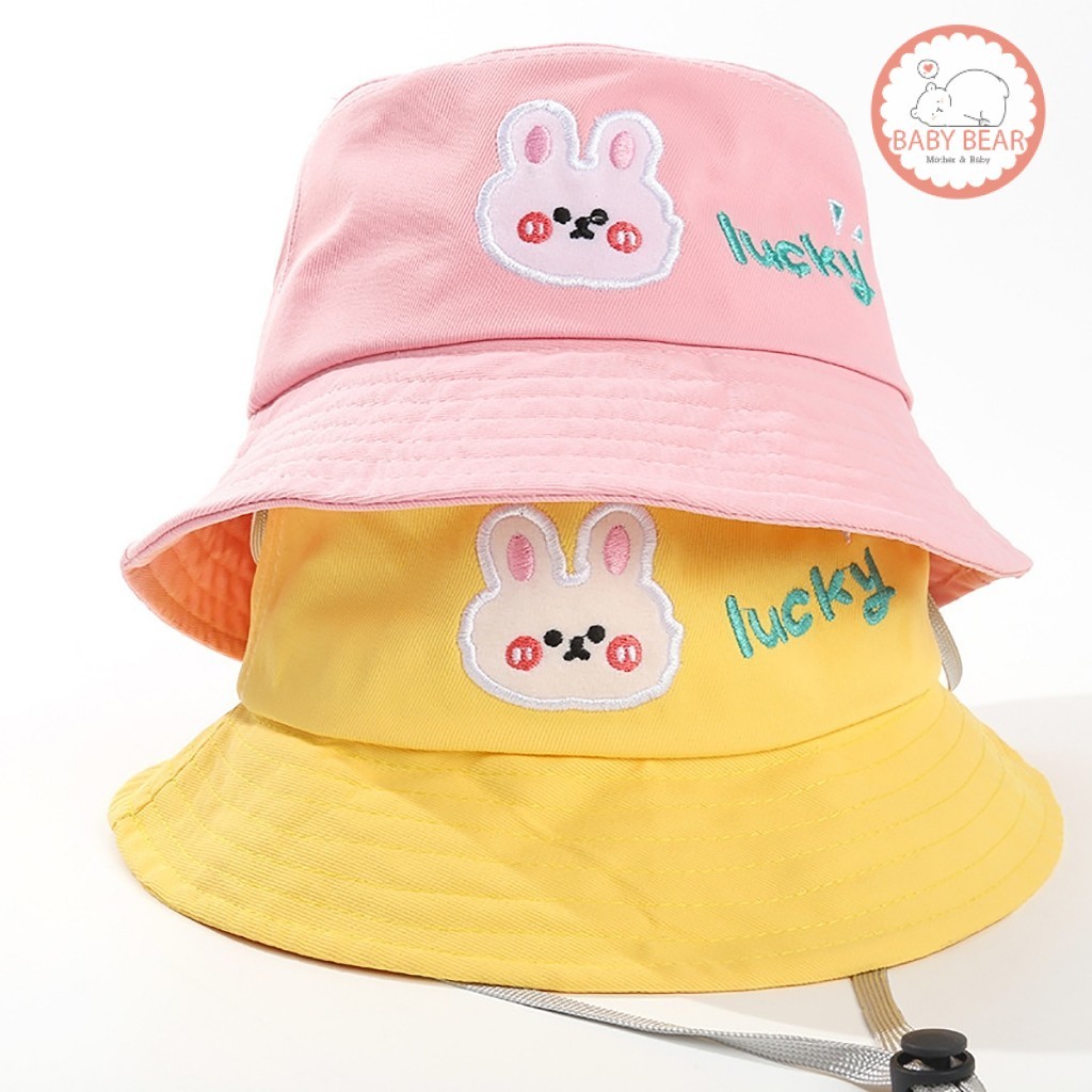 ใหม่ หมวกบักเก็ตเด็ก ลายกระต่ายสุดน่ารัก หมวกกันแดดเด็ก มีสายรัดคาง สำหรับเด็ก3-5ปี - รูปที่ 2