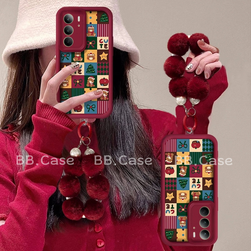 ปีใหม่เคสโทรศัพท์Realme 14X Realme C75x C75 C71 C31 C33 C35 NFC 4G 5Gน่ารักการ์ตูนแฟชั่นสีแดงคริสต์ม