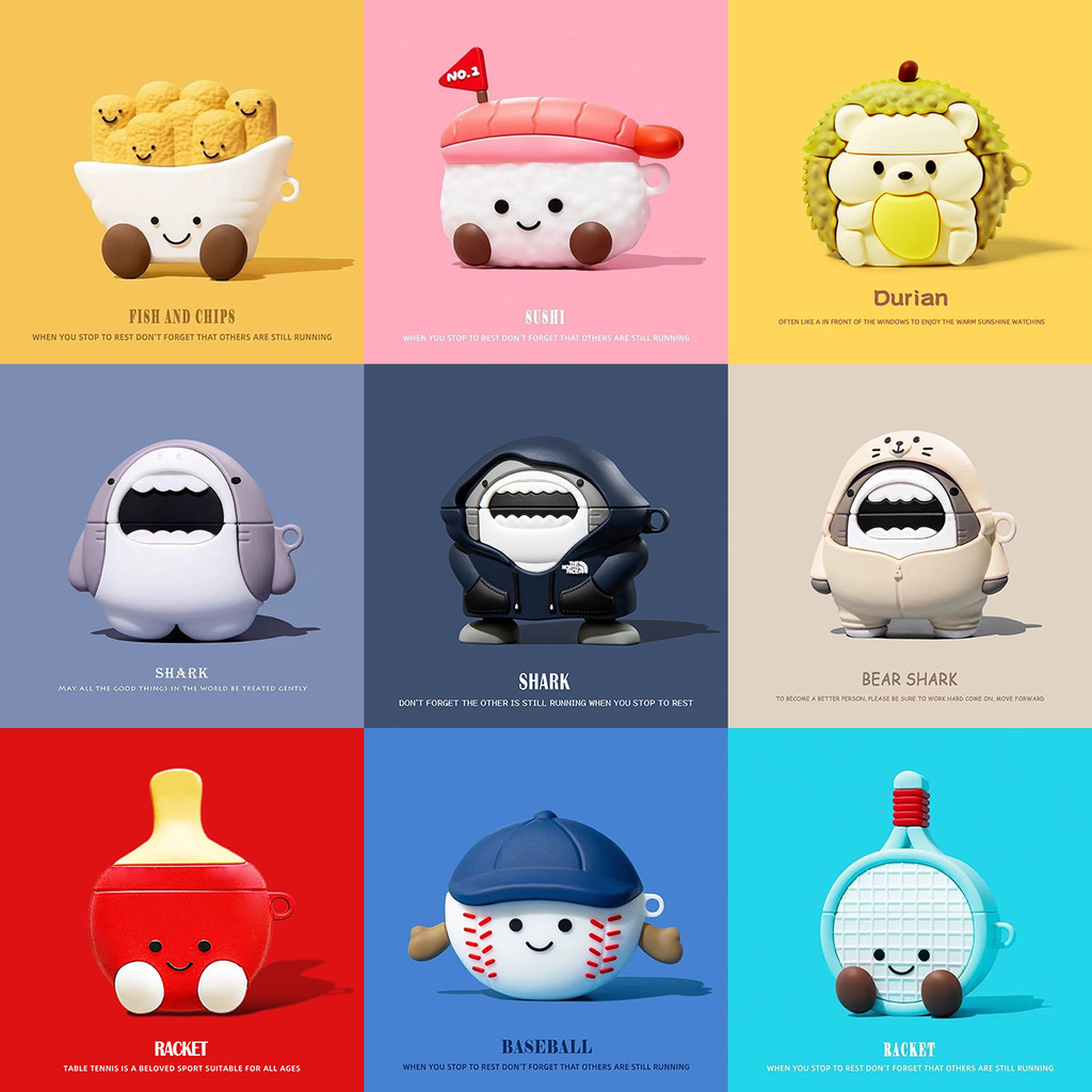 Baseball Shark star moon สําหรับ AirPods 4 3D น่ารักการ์ตูนซิลิโคนสําหรับ Apple AirPods 4 Pro2 3 1 2