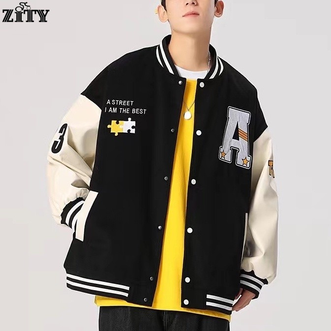 ZITYUnisex เบสบอลแจ็คเก็ตผู้ชายคู่วินเทจเกาหลีวินเทจแจ็คเก็ตความงามแจ็คเก็ต