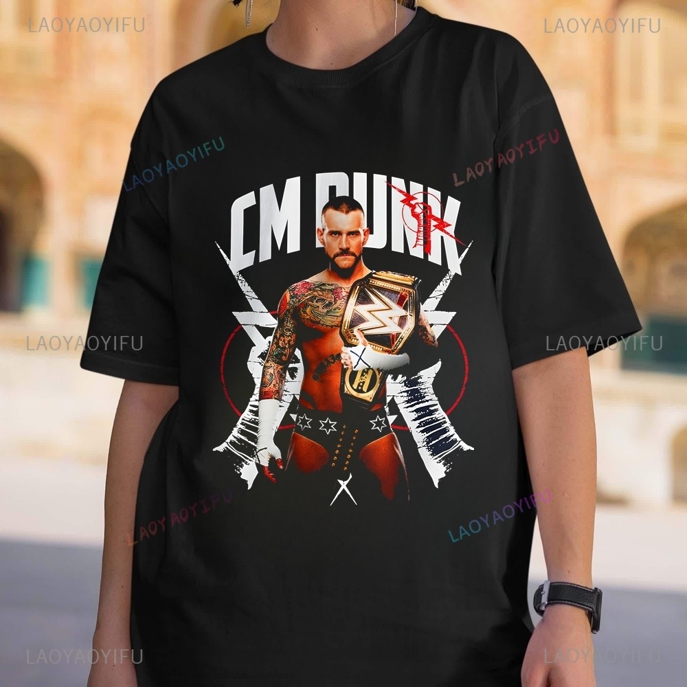 เสื้อยืดผ้าฝ้ายผู้ชาย 90 กราฟิก CM Punk เสื้อยืด, CM Punk เสื้อ, SmackDown Fan Vintage WWE Fan