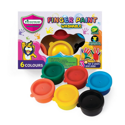 สีทามือล้างออกได้ 6 สี 35มล. Masterart สำหรับเด็ก ปลอดภัย100%