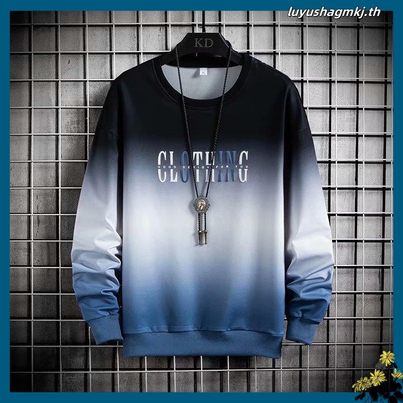 เสื้อกันหนาวแขนยาวคอกลมแฟชั่นสําหรับผู้ชาย M - 5 Xl