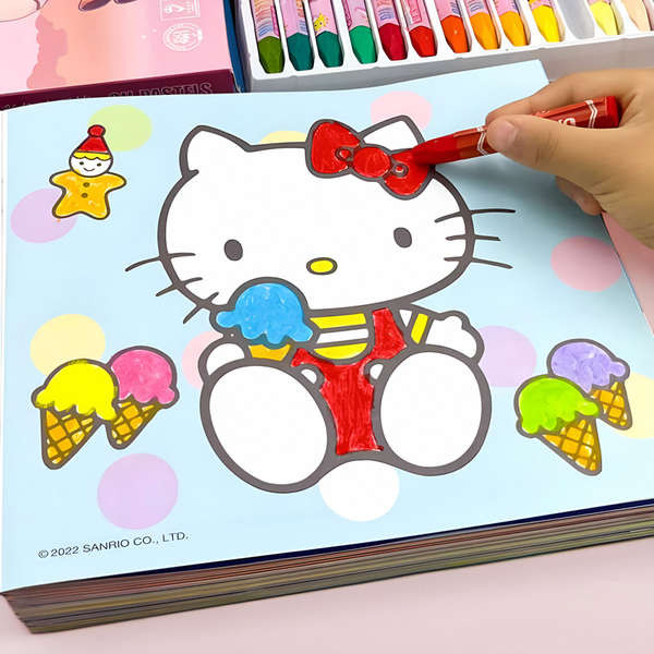 สมุดระบายสีด้วยน้ำเปล่า สมุดระบายสีน้ำ Hellokitty สมุดระบายสี Hellokitty สมุดระบายสีเด็ก สมุดระบายสี