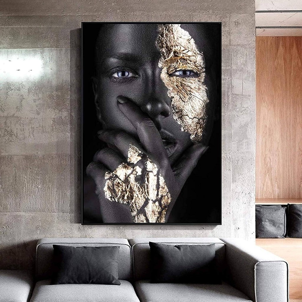 แอฟริกันศิลปะภาพสีดําและสีขาวแฟชั่นผู้หญิงห้องนอนตกแต่งห้องผ้าใบจิตรกรรมสําหรับภายในบ้าน0717