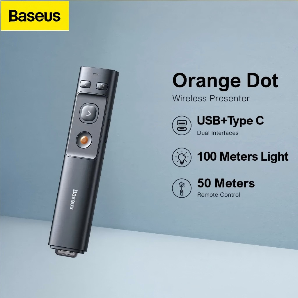 Baseus Presenter Wireless Remote Controller 2.4GHz USB&USB C Laser Pointer Presentation for Mac Win 