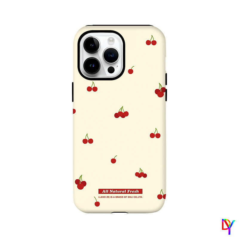 เชอร์รี่น่ารักสําหรับ Apple 15/16/17promax 13 Feilin 2-in-1 เคสโทรศัพท์ 14plus Double Layer Drop-Resistant 11/12 7/8Plus ซิลิโคนนุ่ม Hard Film Cover