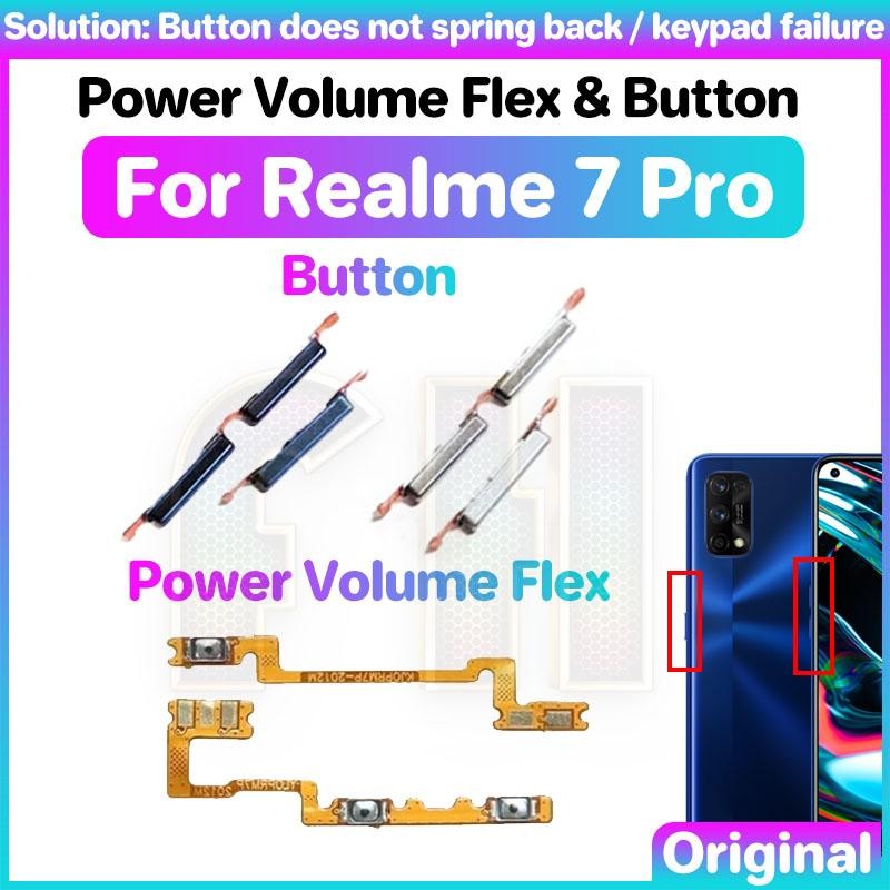 ปุ่มปรับระดับเสียงไฟ Flex สําหรับ Realme 7 pro สวิตช์กุญแจด้านข้าง Power ON OFF Key Mute ปุ่มควบคุมระดับเสียงริบบิ้น Flex Cable