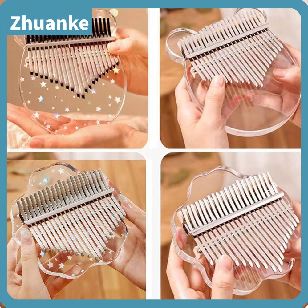 ZHUANKE เปียโนนิ้วหัวแม่มือคริสตัลอะคริลิค, Pentacle 17 Key Kalimba Thumb เปียโน, ดอกไม้โปร่งใส Kalimba Finger Piano สําหรับผู้เริ่มต้นคีย์บอร์ดเครื่องมือ
