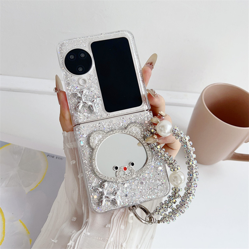 แฟชั่น Bling Glitter Bear Mirror Clear Case สําหรับ OPPO รูปที่ 4