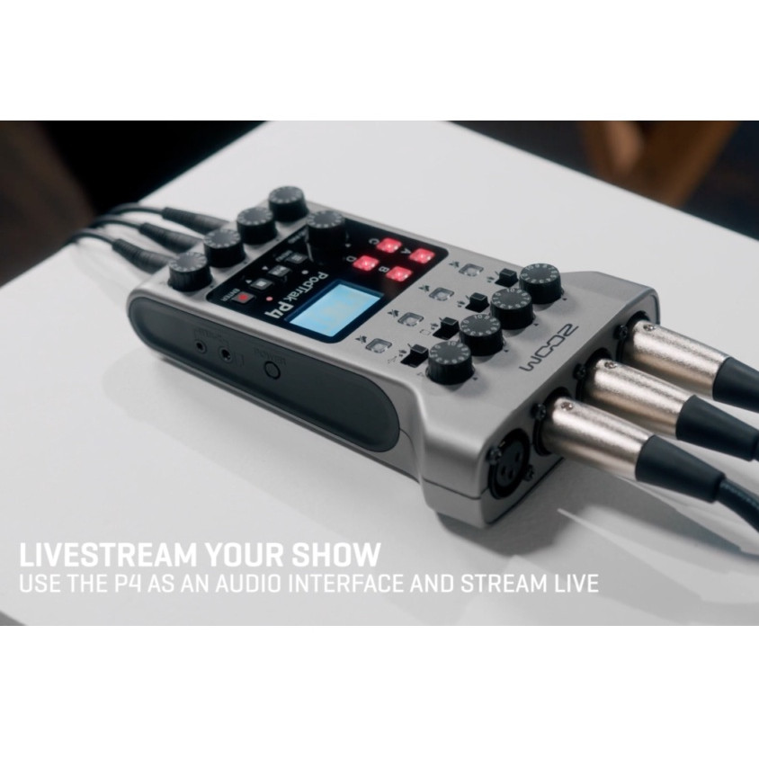 Zoom PodTrak P4 เครื่องบันทึกเสียงดิจิตอล แบบพกพา Input 4 ไมค์ 4 หูฟัง ใช้งานต่อเนื่อง 9 ชม. รับประก