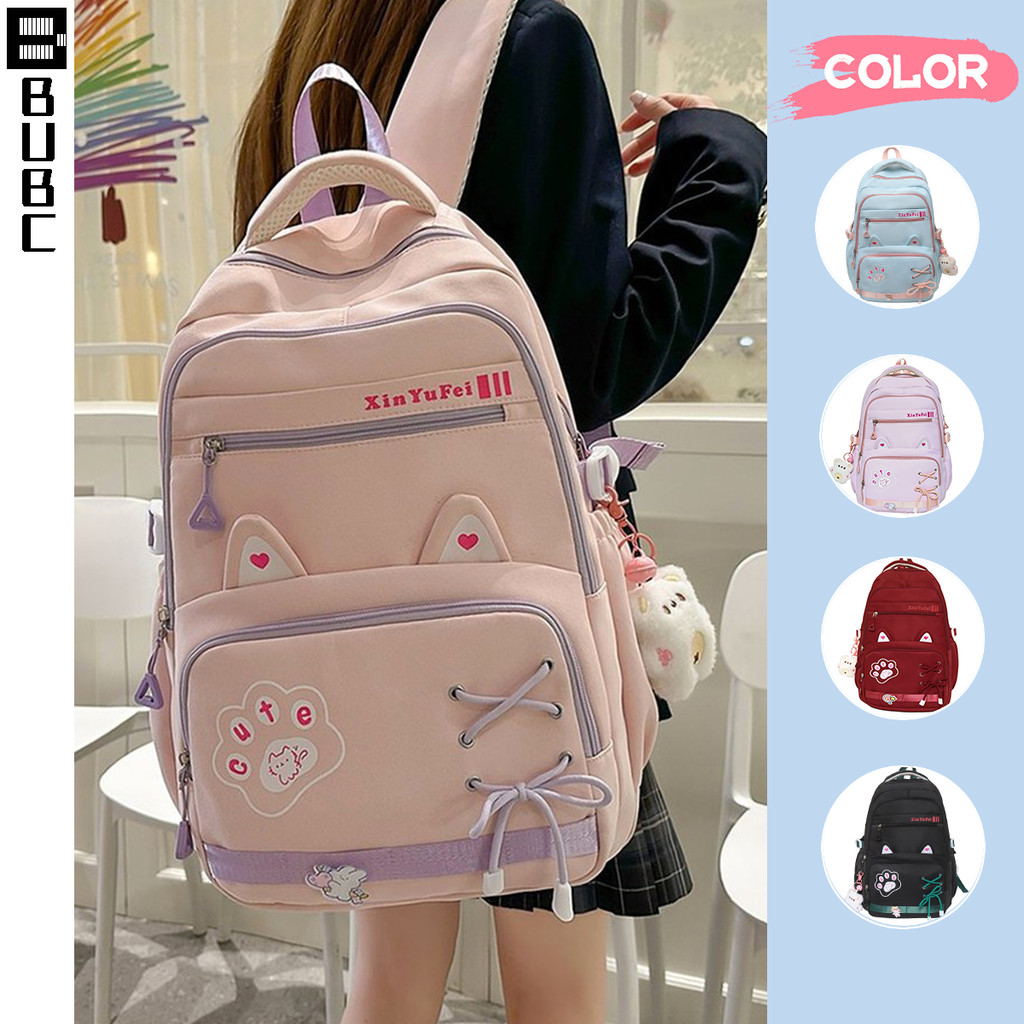 BUBC กระเป๋าเป้สะพายหลังน้ำหนักเบาและน่ารักสำหรับสาวๆ พร้อมซิป กระเป๋าเป้สะพายหลังความจุขนาดใหญ่ที่หลากหลายสำหรับนักเรียนมัธยมต้นและมัธยมปลาย