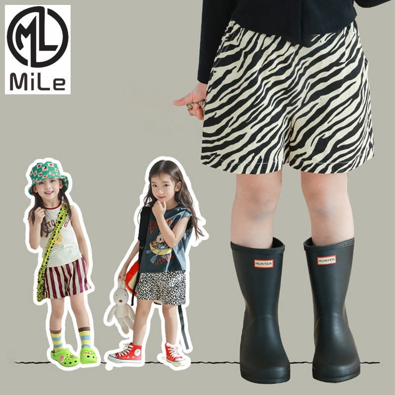 [ML] 80-150 ซม.สาวลายพรางเสือดาวพิมพ์กางเกงขาสั้นฤดูร้อนสไตล์ใหม่ Baby Stripes เวอร์ชั่นเกาหลี All-Match Casual Zebra พิมพ์กางเกงแฟชั่น