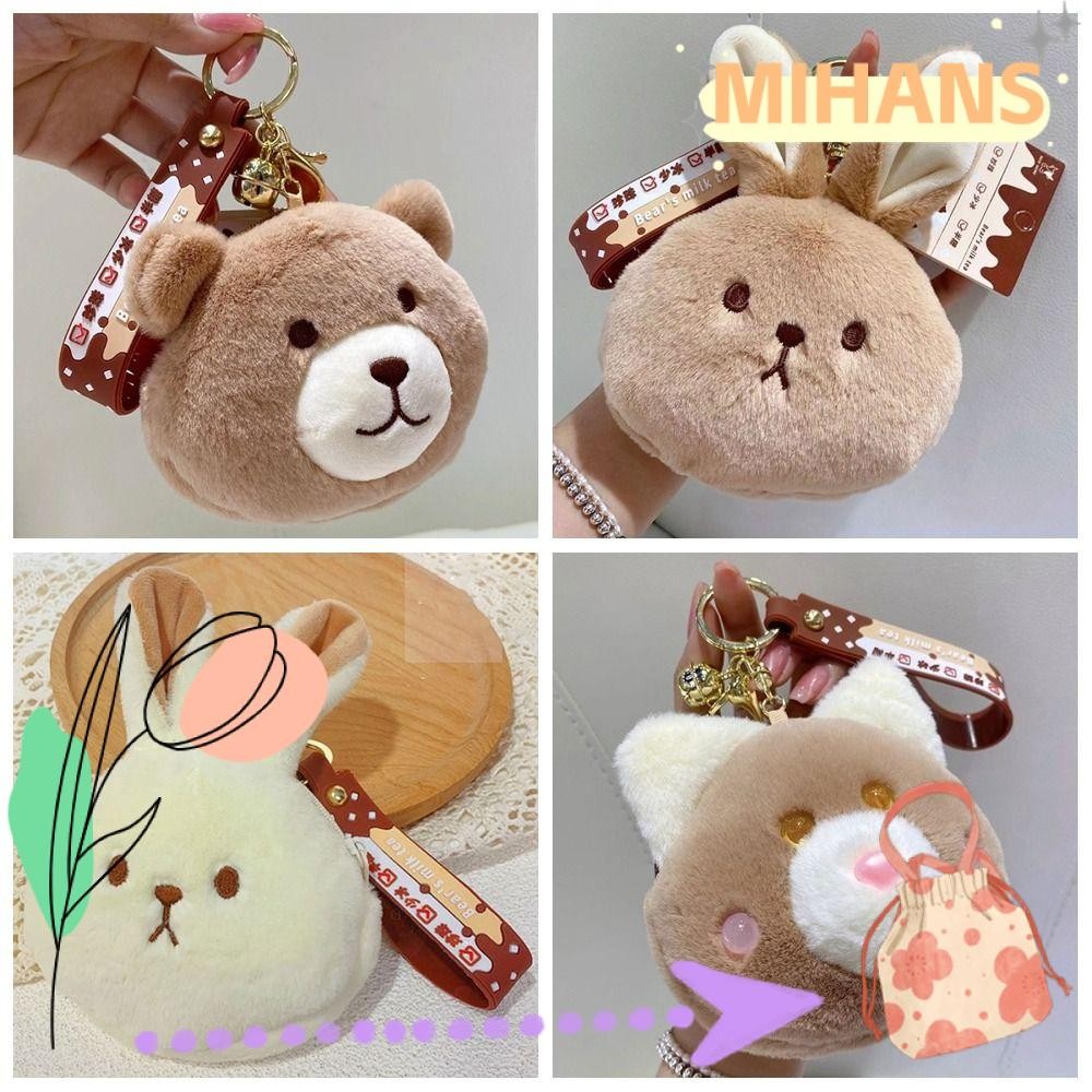มิห์ การ์ตูนสัตว์กระเป๋า, หลากสี พวงกุญแจแขวนตุ๊กตาตุ๊กตา,ออกแบบหมีกระต่ายสุนัขหูฟังการจัดเก็บแพ็คเก็ตเหรียญกระเป๋าสากล
