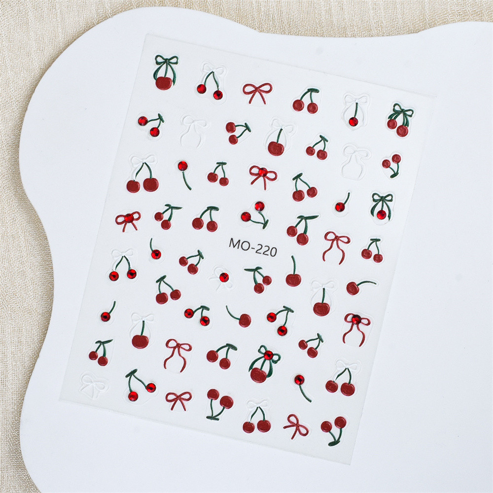 สติกเกอร์ติดเล็บลายเชอร์รี่สีแดงไวน์น่ารัก ไม่หลุดง่าย สติกเกอร์ติดเล็บแบบพิเศษ สติกเกอร์ตกแต่งเล็บ DIY กันน้ำ - รูปที่ 2