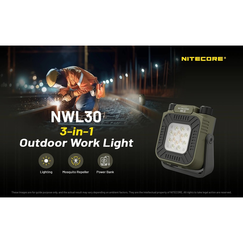NITECORE NWL30 LED 3000 ลูเมน ไฟทํางานกลางแจ้งมัลติฟังก์ชั่น 3-in-1