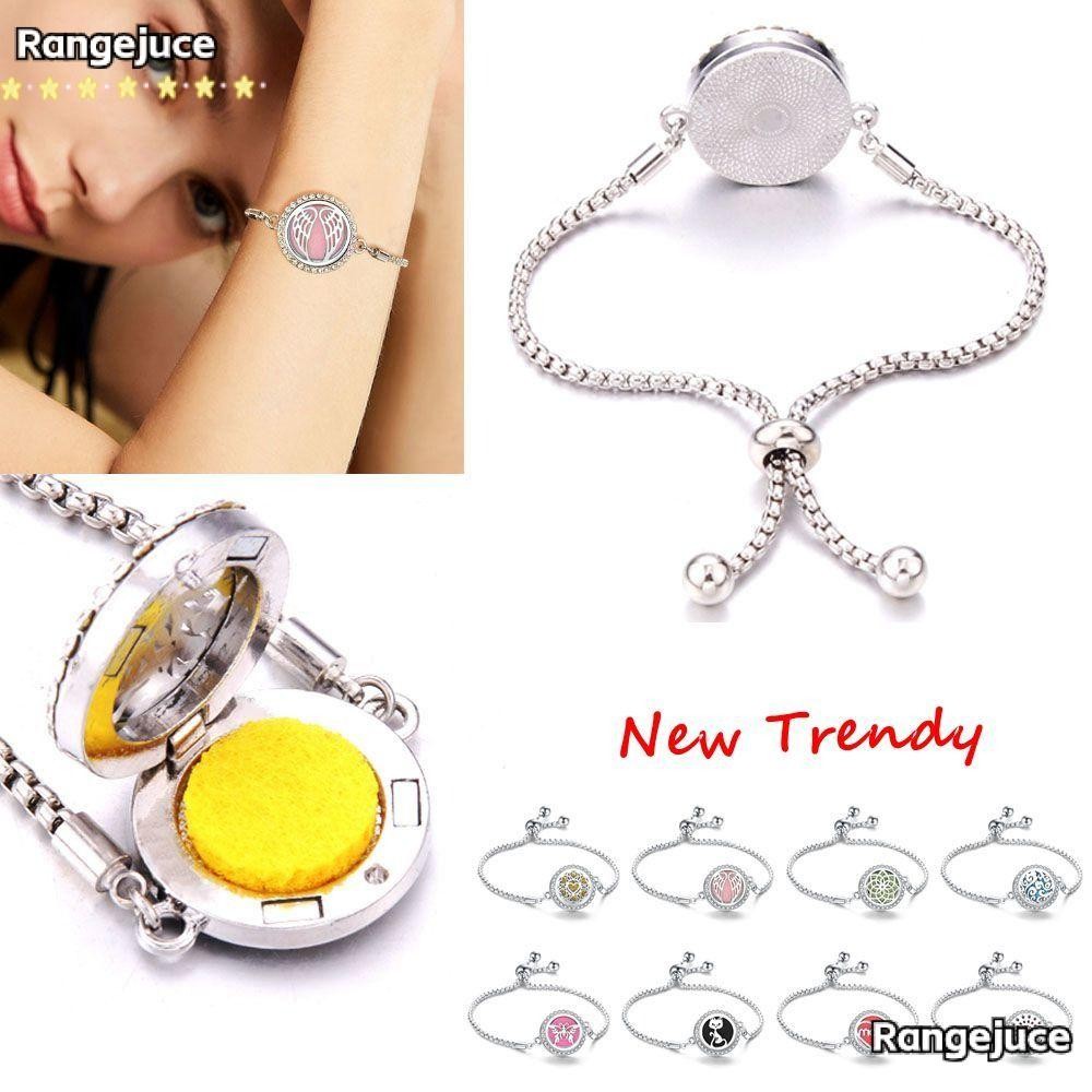 RANGEJUCE Essential Oil Diffuser Locket Bracelet, Openable Jewerlry Gift Open Locket Aroma Diffuser Bracelet, Jewelry Accessories Adjustable Chain Perfume Locket Bracelet