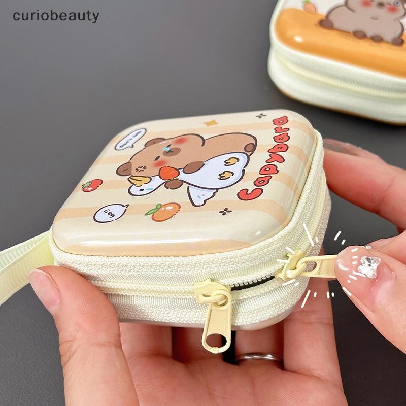 {CURUI} Creative Tinplate Coin Purse Wallet Mall Coin Bag Portable Headphone Box Cute Cartoon Capyba