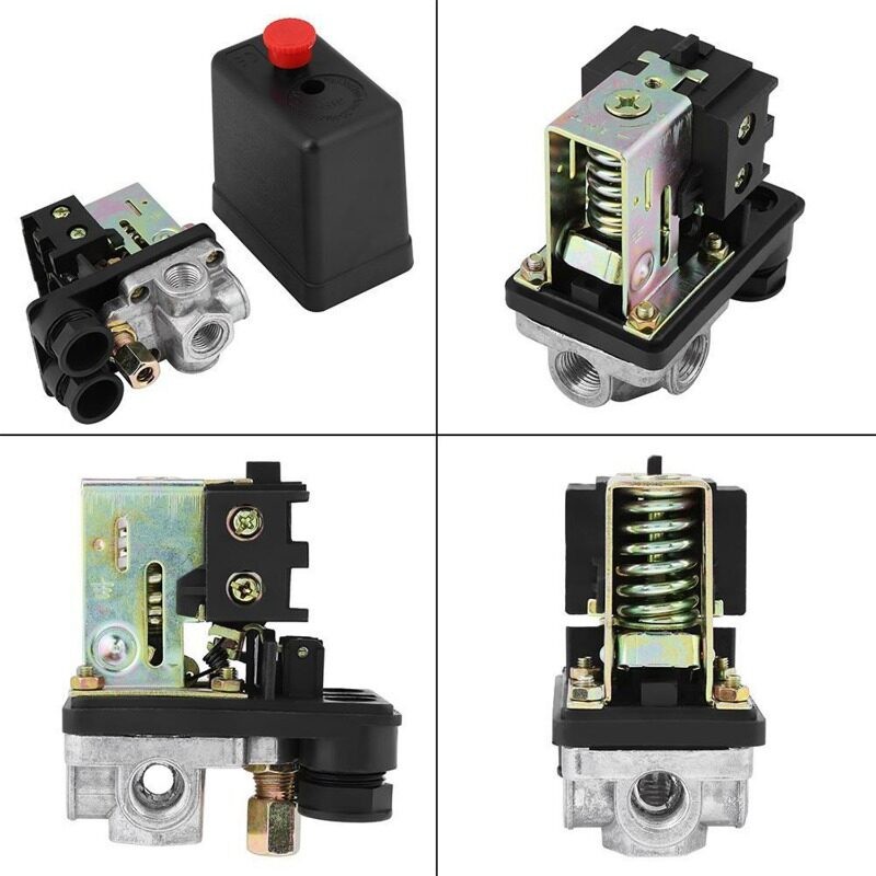 สวิตช์ออโต้ปั๊มลม เพรชเชอร์สวิตช์ เพรชเชอร์สวิทช์ปั๊มลม ออโต้ปั้มลม 90PSI -120PSI คอมเพรสเซอร์สวิตช์ควบคุมแรงดันวาวล์หลากชนิดเกจวัดควบคุม - รูปที่ 6