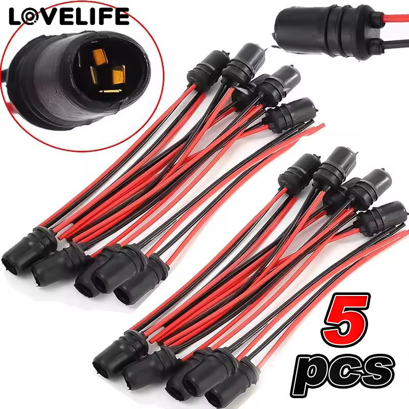 [3C & Auto]12V T10 W5W 147 Socket Marker Instrument Lights Holder Connector Wire Bulb Soft Rubber Harness Replacement Car Parts, 1/3/5 ชิ้น