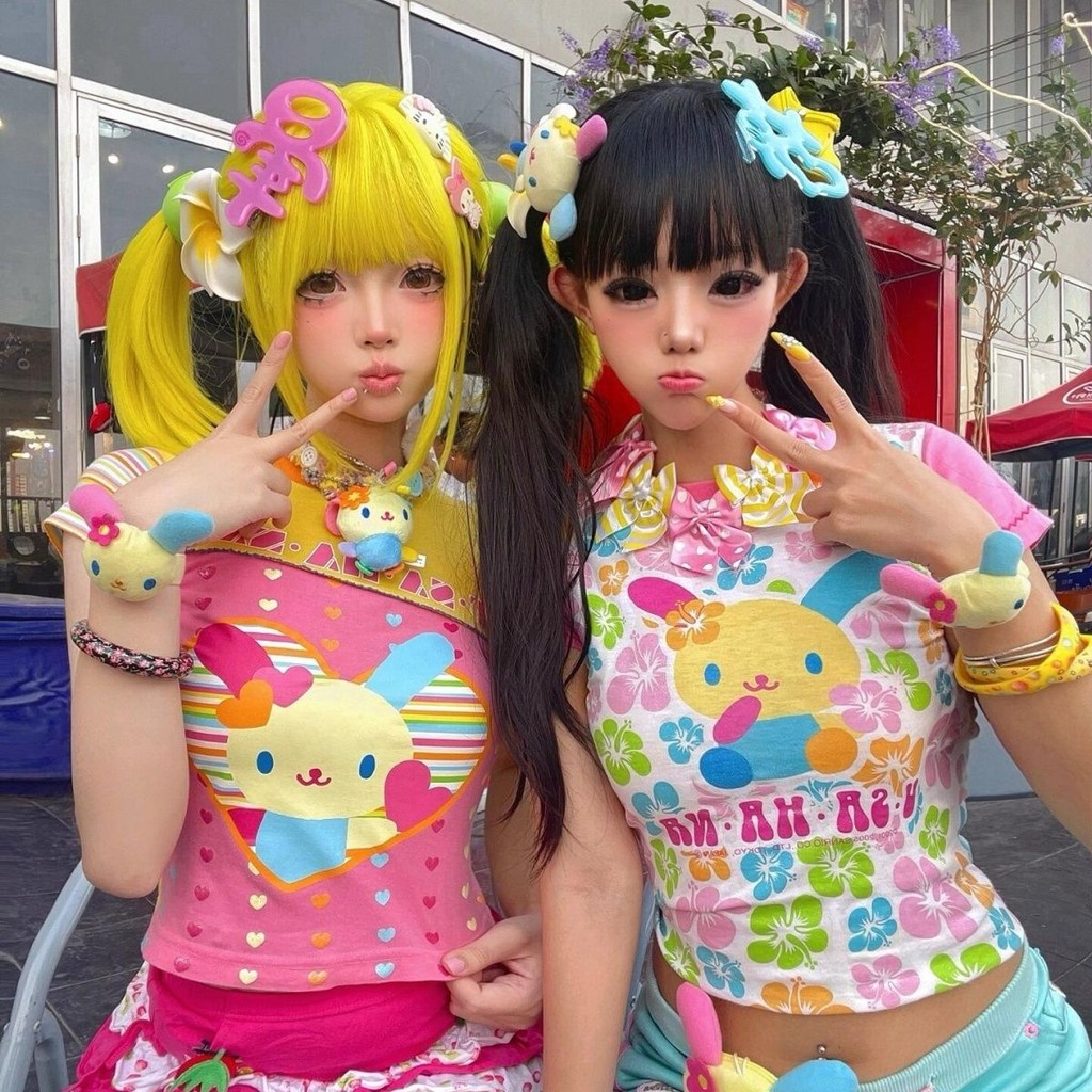 X-แขนเสื้อน่ารักญี่ปุ่นแขนสั้นเสื้อยืดด้านบนการ์ตูนหวานฤดูร้อนสไตล์ใหม่สบายๆเสื้อผ้าผู้หญิง