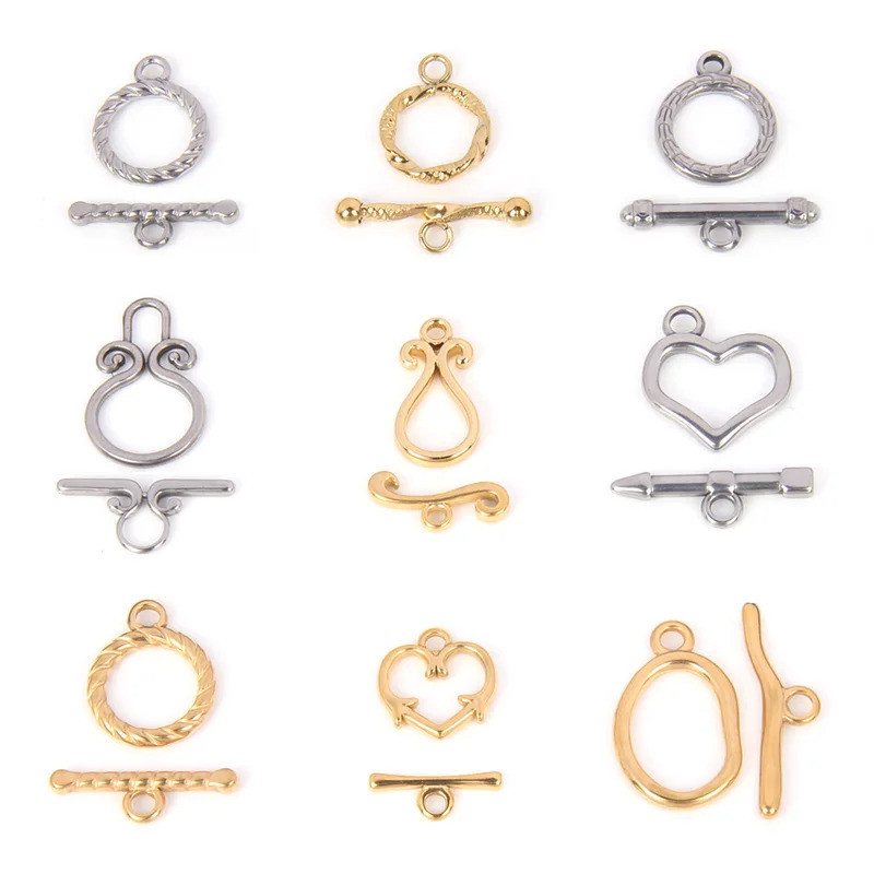 ชุด XHN 5 ชิ้น ตัวล็อคสแตนเลส OT สีทอง ตัวล็อคสร้อยคอหัวใจรัก สร้อยข้อมือ ตัวล็อคเชื่อมต่อสำหรับทำเค