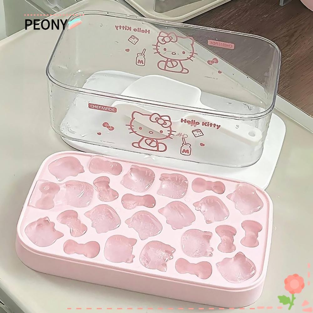 PEONYPAVILION ชุดซิลิโคน Moulds, แม่พิมพ์ก้อนน้ําแข็งวัสดุซิลิโคน Hello Kitty Ice Cube แม่พิมพ์, KT Cat Theme DIY เครื่องดื่มฤดูร้อนกล่องทําน้ําแข็งเครื่องดื่มเตรียมเครื่องดื่ม