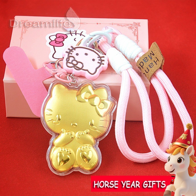 ประณีต Hello Kitty ทองฟอยล์โซ่โทรศัพท์แมวน่ารักพวงกุญแจกระเป๋าจี้ตกแต่งของขวัญ