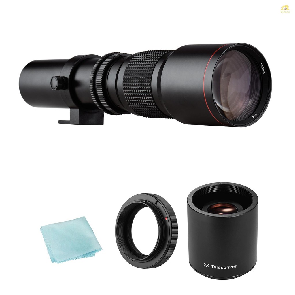 กล้อง Super Telephoto เลนส์ 500 มม.F/8.0-32 ซูมแบบแมนนวล T-Mount + 2X 500 มม. เลนส์ Teleconverter + 