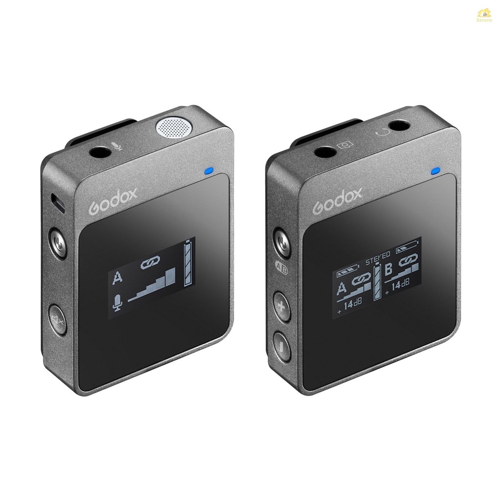 Godox MoveLink M1 2.4G ระบบไมโครโฟนไร้สาย (1 ตัวส่งสัญญาณ + ตัวรับสัญญาณ 1 ตัว) แบตเตอรี่ในตัวช่วงที