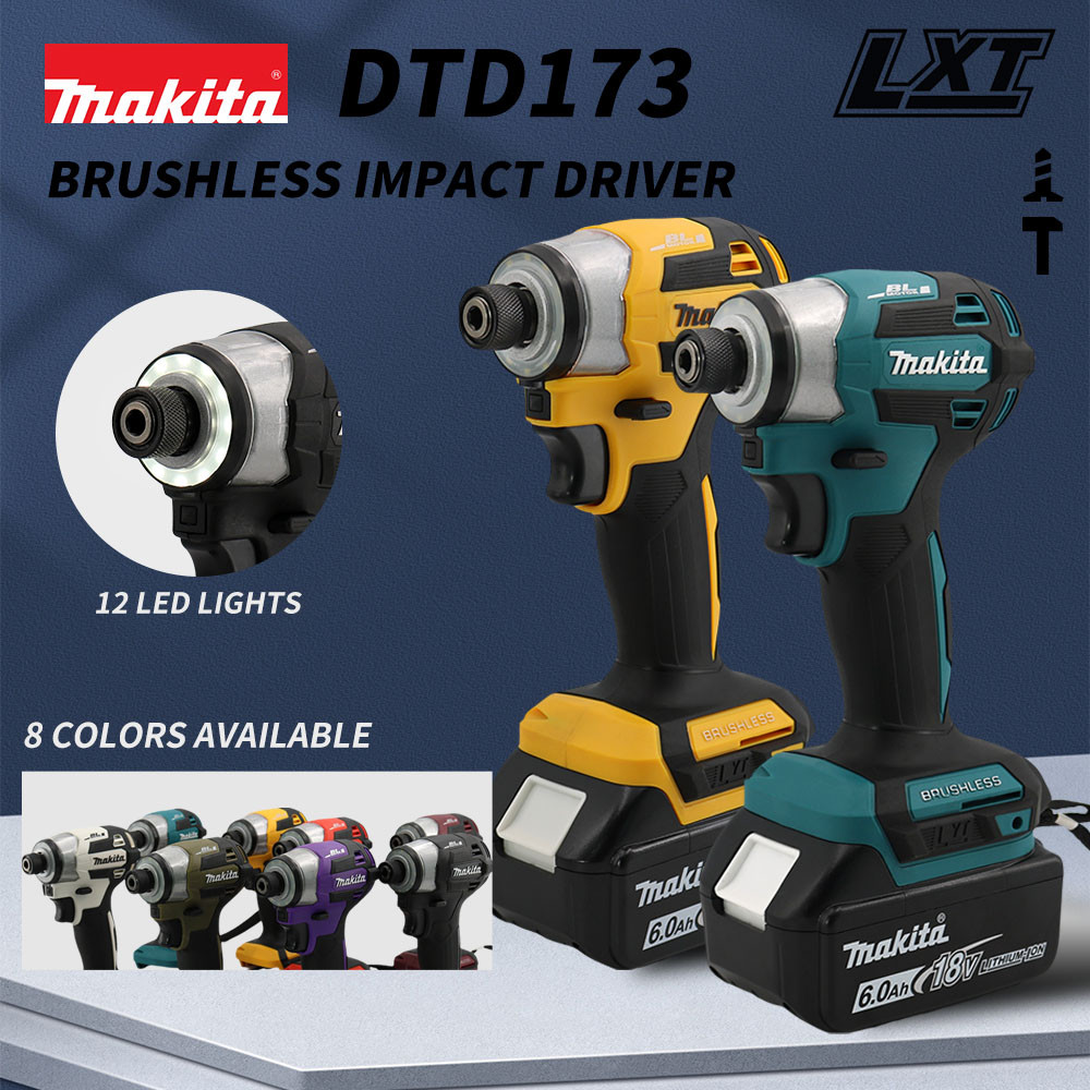ใหม่ makita dtd173 18v ไดร์เวอร์กระแทกไร้สาย 180 nm สว่านไฟฟ้าแบบไม่มีแปรงไฟ led มัลติฟังก์ชั่นในครั