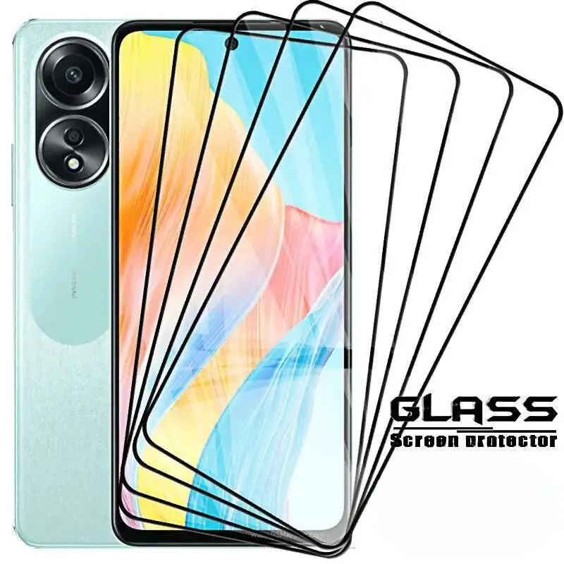 1-3Pcs Full Cover HD Black Edgeกระจกนิรภัยฟิล์มสําหรับOppo A98 A97 A96 A95 A94 A93s A93 A92 A92s A91