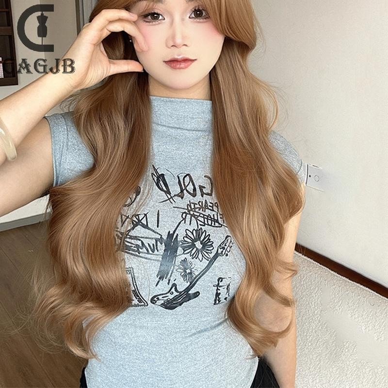 [SSNE] เสื้อกล้ามพิมพ์ลายย้อนยุคอเมริกันฤดูร้อนผู้หญิงครึ่งคอเต่าแขนกุดเสื้อกั๊กบาง UOM