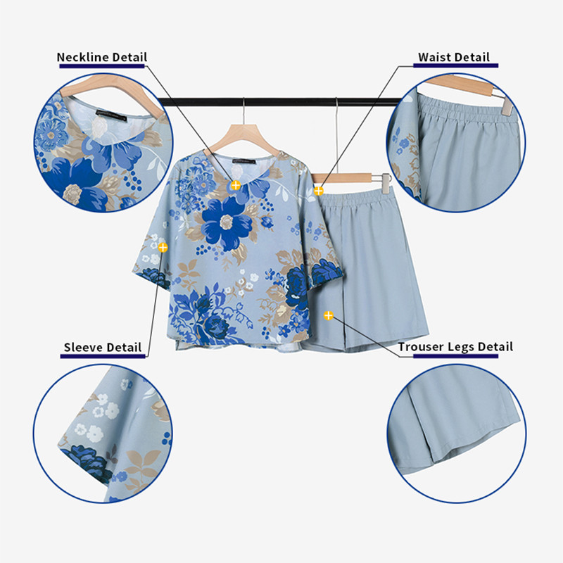 ZANZEA ซานเซีย ผู้หญิงแฟชั่นเกาหลีเสื้อลําลองคอวี 5/3 แขนกางเกงขากว้างกางเกงขาสั้นชุดสองชิ้น - รูปที่ 7