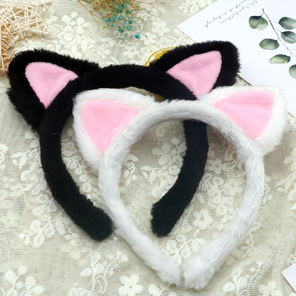 [ซีอาร์ดี]นุ่มตุ๊กตาหูแมวคาดศีรษะเหมาะสําหรับฮาโลวีนเล่นบทบาทปาร์ตี้เครื่องแต่งกายอุปกรณ์ผมบํารุงผิวแต่งหน้าและล้างหน้า