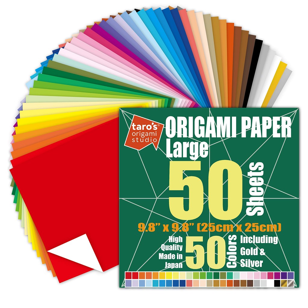 [Taro's Origami Studio] Made in Japan Intermediate Ideal Large 24cm Premium 60 Sheets 50 Colors (White on the Back, Includes Gold and Silver) (Made in Japan)