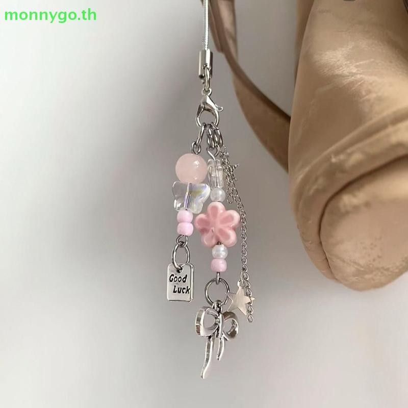 Monnygo 1 แฟชั่น Cherry Blossom Bow โทรศัพท์มือถือพวงกุญแจกระเป๋านักเรียนจี้ TH