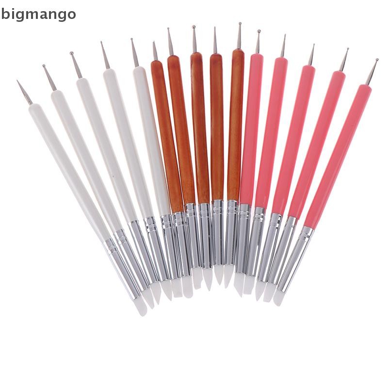 [bigmango] 5 ชิ้น/เซ็ตเครื่องปั้นดินเผานุ่มเครื่องมือดินเหนียวซิลิโคน + stainlestwo แกะสลักศิลปะเครื่องมือใหม่สต็อก