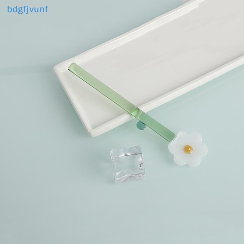 BDGF ด้ามยาวช้อนแก้วสร้างสรรค์แก้วใสช้อนขนมรูปดอกไม้สีกาแฟกวนช้อนติดบาร์ ไทย - รูปที่ 3