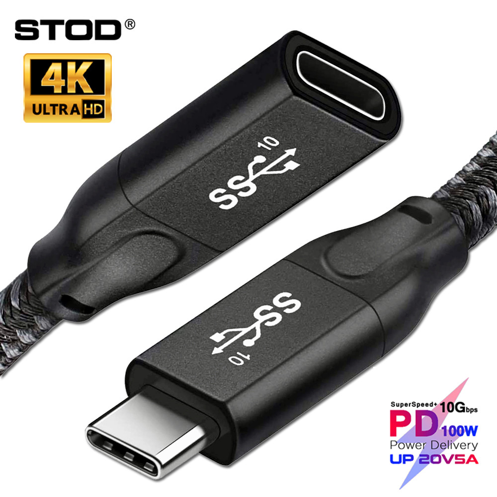 STOD ประเภท C สายต่อ USB C ชายหญิง Extender PD 100W 5A ข้อมูล Type-C Thunderbolt 3 จอแสดงผล 4K 60Hz 
