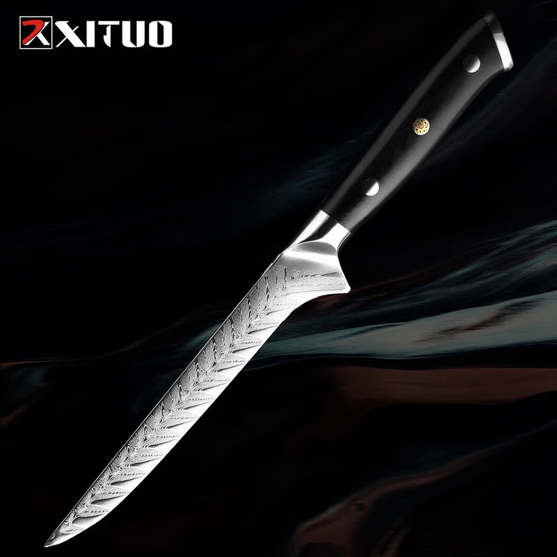 Boning Knife Fillet Knife Damascus Japanese Pro Steel Sharp Curved Flexible Blade Kitchen Cleaver fo